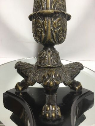 ANTIQUE 19th.  C.  FRENCH EMPIRE BRONZE CANDLESTICK W/ Black Marble/Granite c1820 ' s 9