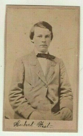 Arkansas Future Confederate Soldier,  Signed Cdv,  George Herbert Wait,  Univ.  Student