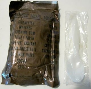 1968 C Ration Accessory Packet W/cigs & Spoon Cadillac Products (2)