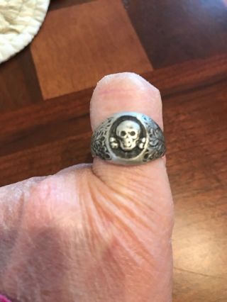 Antique Ring Silver Style Skull Wwii German