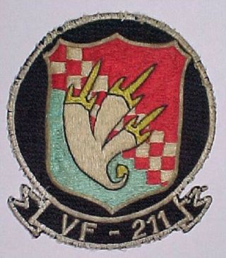 1950s 60s Us Navy Jacket Patch - " Vf - 211 " - F - 8 Crusader - “the Mig Killers.  ”