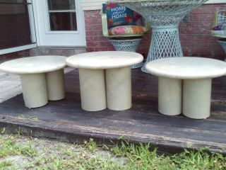 3 Vintage Unique MC Modern Retro Round Stacked Marble Toad Stool Side Tables 2