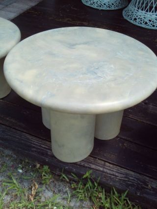3 Vintage Unique MC Modern Retro Round Stacked Marble Toad Stool Side Tables 6