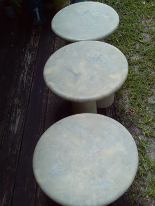 3 Vintage Unique MC Modern Retro Round Stacked Marble Toad Stool Side Tables 7