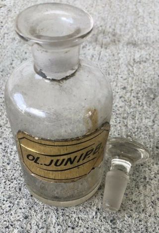 Set 5 Early Chemist Pharmacist Apothecary Bottles Hand Painted Label Open Pontil 5