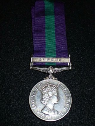 British General Service Medal Gsm W/ Cyprus Clasp Gnr T O 