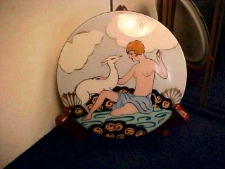 Rare Art Deco 1920 ' s France Nude Lady w Deer Dresser Powder Jar w Lid - Signed 2