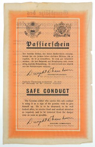 Wwii Safe Conduct Pass: (surrender Leaflet) In German And English