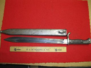Ww1 German Butcher Bayonet W/ Steel Scabbard