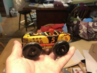 Antique Marx Tin Racer Car 5 Wind Up Toy Mechanical 1930 