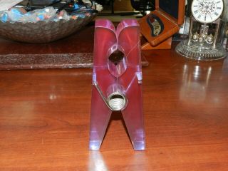 Pop Art Giant Purple Acrylic Clothespin Sculpture Paperweight Mid - Century/mid - Mo