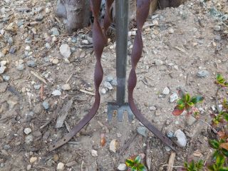 Antique Vtg ? Roof Wrought Iron Red Glass Ball Arrow Lightning Rod Weather Vane 5