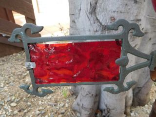 Antique Vtg ? Roof Wrought Iron Red Glass Ball Arrow Lightning Rod Weather Vane 7