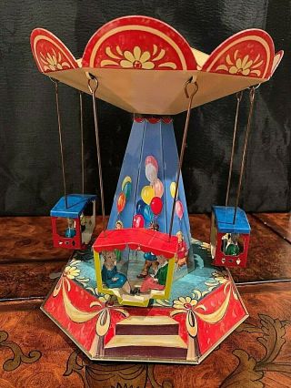 Gondola Carousel Ride,  Wagner Tin Toy,  Lever Action,  Made In Germany,  Nib