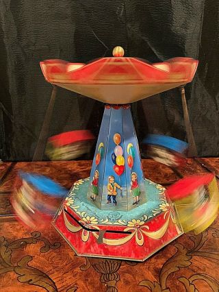 GONDOLA CAROUSEL RIDE,  WAGNER TIN TOY,  LEVER ACTION,  MADE IN GERMANY,  NIB 2