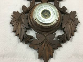Antique French wall black forest barometer thermometer carved wood 7