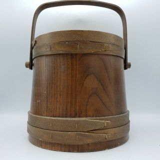 Vintage Hand Made Shaker Style Basketville Putney Vermont Firkin Bucket 10 "
