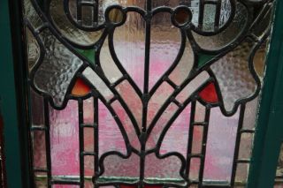 ANTIQUE LARGE ARTS AND CRAFTS STAINED GLASS WINDOWS 5