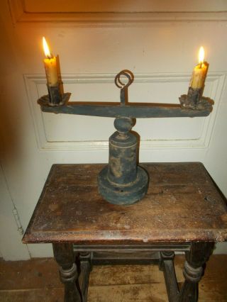 Antique Table Lighting Device Wood & Tin,  Very Early From Hampshire.