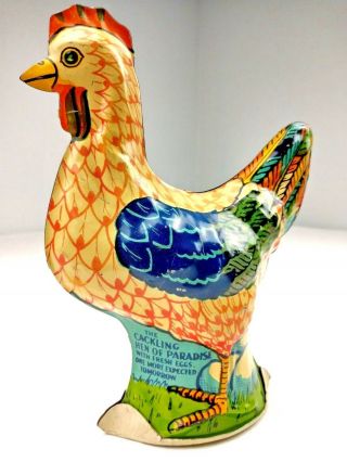 Vintage Tin Toy Cackling Hen Of Paradise Antique Lithograph Collectible