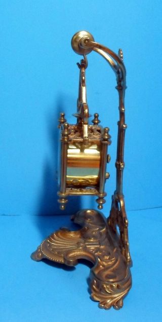 Antique Ansonia Boudoir Brass Clock on a Victorian Ormolu Pocket Watch Stand 2
