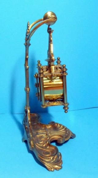 Antique Ansonia Boudoir Brass Clock on a Victorian Ormolu Pocket Watch Stand 4