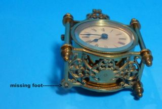 Antique Ansonia Boudoir Brass Clock on a Victorian Ormolu Pocket Watch Stand 8