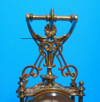 Antique Ansonia Boudoir Brass Clock on a Victorian Ormolu Pocket Watch Stand 9