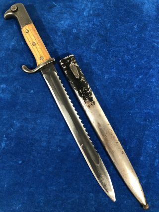 Ultra Rare Ww1 German M1898 Erfurt Sawback Bayonet W Scabbard Prussian Wwi