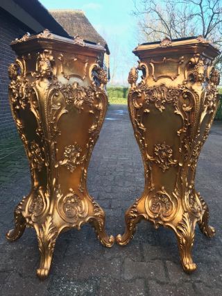 Baroque Hand Carved Pillars/columns With Marble Top -