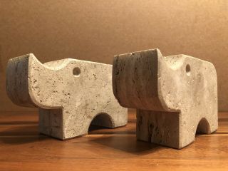 Mid Century Modern Rhino Sculpture Rhinoceros Fratelli Mannelli Marble Bookends 3