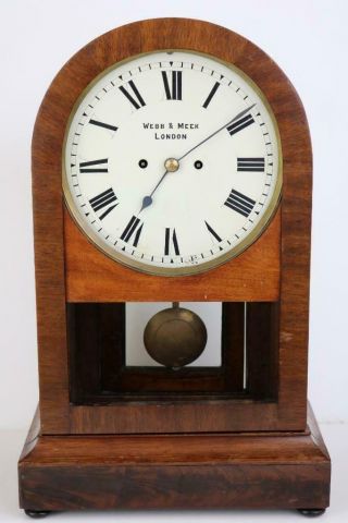 Antique Twin Chain Fusee Commercial Mantel Clock By Webb & Meek,  London 5 Pillar