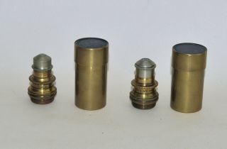2 X Objective Lens In Cans For Brass Microscope - Bausch & Lomb,  Ny