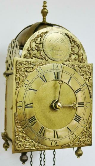 Antique English Verge Lantern Wall Clock J Willats Of London C1760 Weight Driven