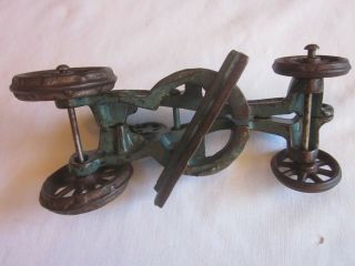 ANTIQUE CAST IRON TOY ROAD GRADER,  GREEN PAINT,  I920 ' s,  MADE BY A.  C.  WILLIAMS 9