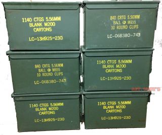 6 Pack.  50 Caliber 5.  56mm Ammo Can M2a1 50cal Metal Ammo Can Box Vgc