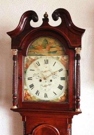 Lovely Victorian Mahogany & Inlaid Longcase Grandfather Clock C1840