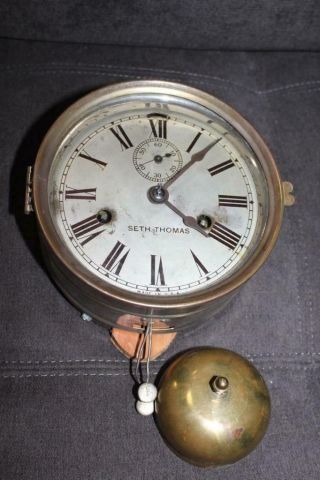 Antique Vintage Rare Seth Thomas External Ships Bell Marine Clock