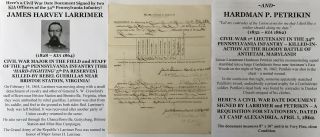 Civil War Kia Gettysburg Antietam Major 34th Pa Infantry Document Signed 1862 Vf