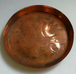 Rare Arts & Crafts Ksia Keswick School Copper Dish 1 - Newlyn Interest
