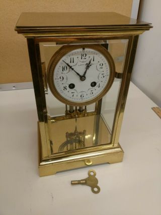 Japy And Frerestiffany & Co Brass Mantel Clock With Real Mercury Pendulum