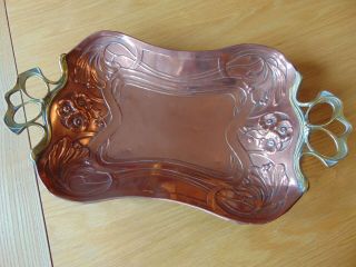 A Carl Deffner Superior Art Nouveau Copper And Brass Tray,  Beautifully