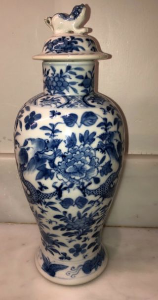 Large Antique Chinese Porcelain Vase And Cover Dragons 19th Cent