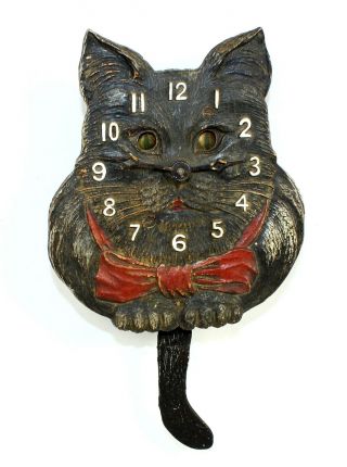 Vintage Lux " Cat " Clock With Moving Eyes And Tail - Tb116