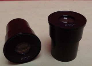 MICROSCOPE [ Eyepieces ] Pair { LOMO } K15x [ Fine ] Russian { 23 mm } 2