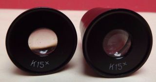 MICROSCOPE [ Eyepieces ] Pair { LOMO } K15x [ Fine ] Russian { 23 mm } 4