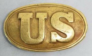 Civil War Union U.  S Oval Brass Faced Belt Buckle