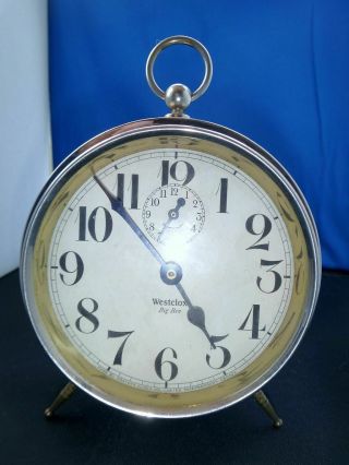 Antique Westclox Big Ben Style 1a Wind Up Alarm Clock  1909 - 1918