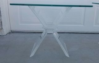 Mid Century Charles Hollis Jones Style Sculptural Lucite&Glass Side/End Tables 2