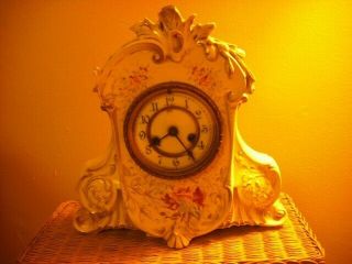 Antique Waterbury Porcelain Mantel Clock (parlor No.  7) Circa 1900